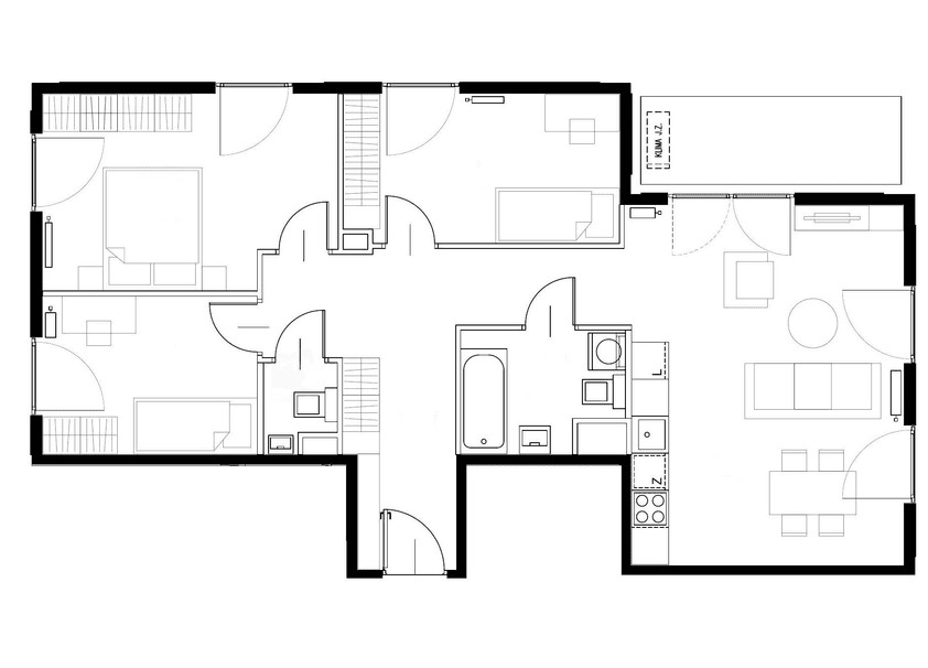 Rzut mieszkania nr 70 w budynku 24 – 4 pokoje, 80,67 m²